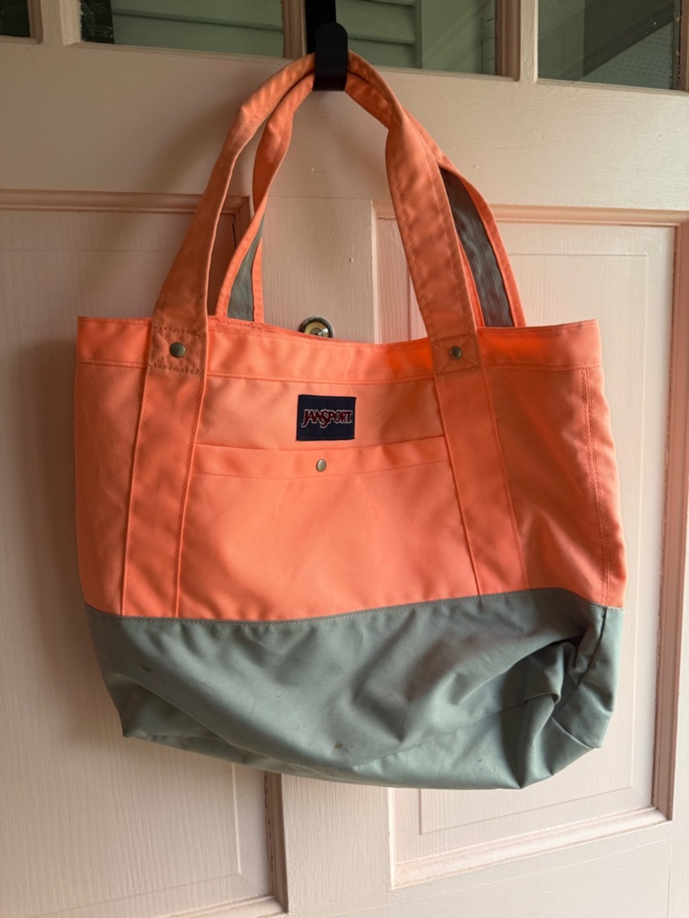 Jansport Coral and Gray Two-Tone Canvas Tote